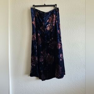 Axcess Velvet Maxi Skirt in Blue and Pink